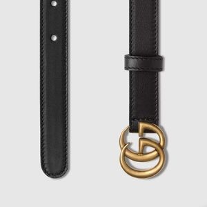 Leather belt with Double G buckle size 90